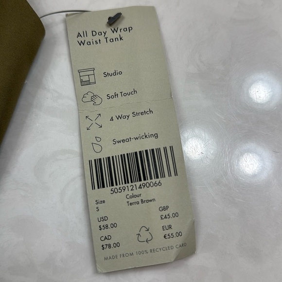 Sweaty Betty All Day Wrap Waist Tank Color Terra Brown NWT - Picture 3 of 8